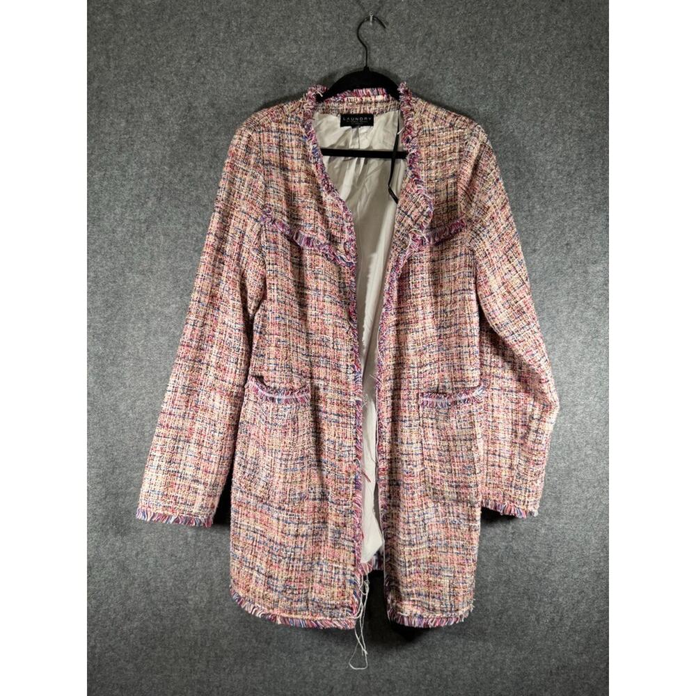 Laundry By Shelli Segal Pink Multicolor Tweed Coat